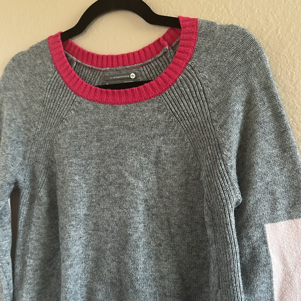 Anthropologie Rebekah Gray and Pink Colorblock Sweater Tunic - Picture 5 of 9